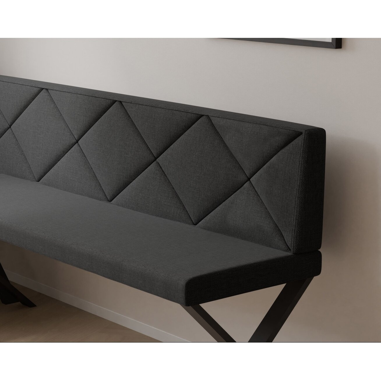 Virtuvinis kampas VERO X Dydis: 128x168 cm , Kampo pusė: Dešinė, Spalvos: Inari 100 (Juoda), Apdaila: Dygsniuotas atlošas 3