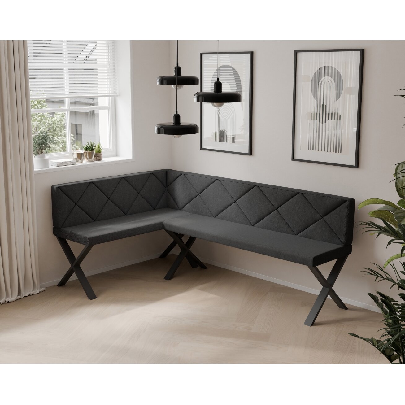Virtuvinis kampas VERO X Kampo pusė: Kairė, Spalvos: Inari 100 (Juoda), Dydis: 142x196 cm , Apdaila: Dygsniuotas atlošas 1 Virtuvinis kampas VERO X Kampo pusė: Kairė, Spalvos: Inari 100 (Juoda), Dydis: 142x196 cm , Apdaila: Dygsniuotas atlošas 1
