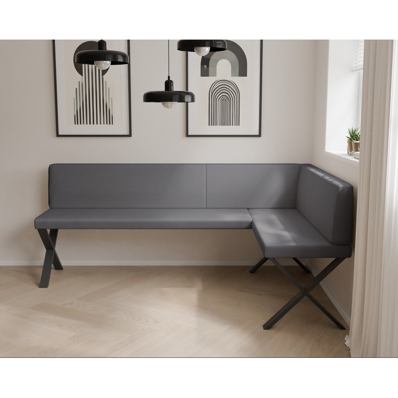 Virtuvinis kampas VERO X Dydis: 128x168 cm , Apdaila: Lygi, Kampo pusė: Dešinė, Spalvos: Soft 29 (Pilka) 2