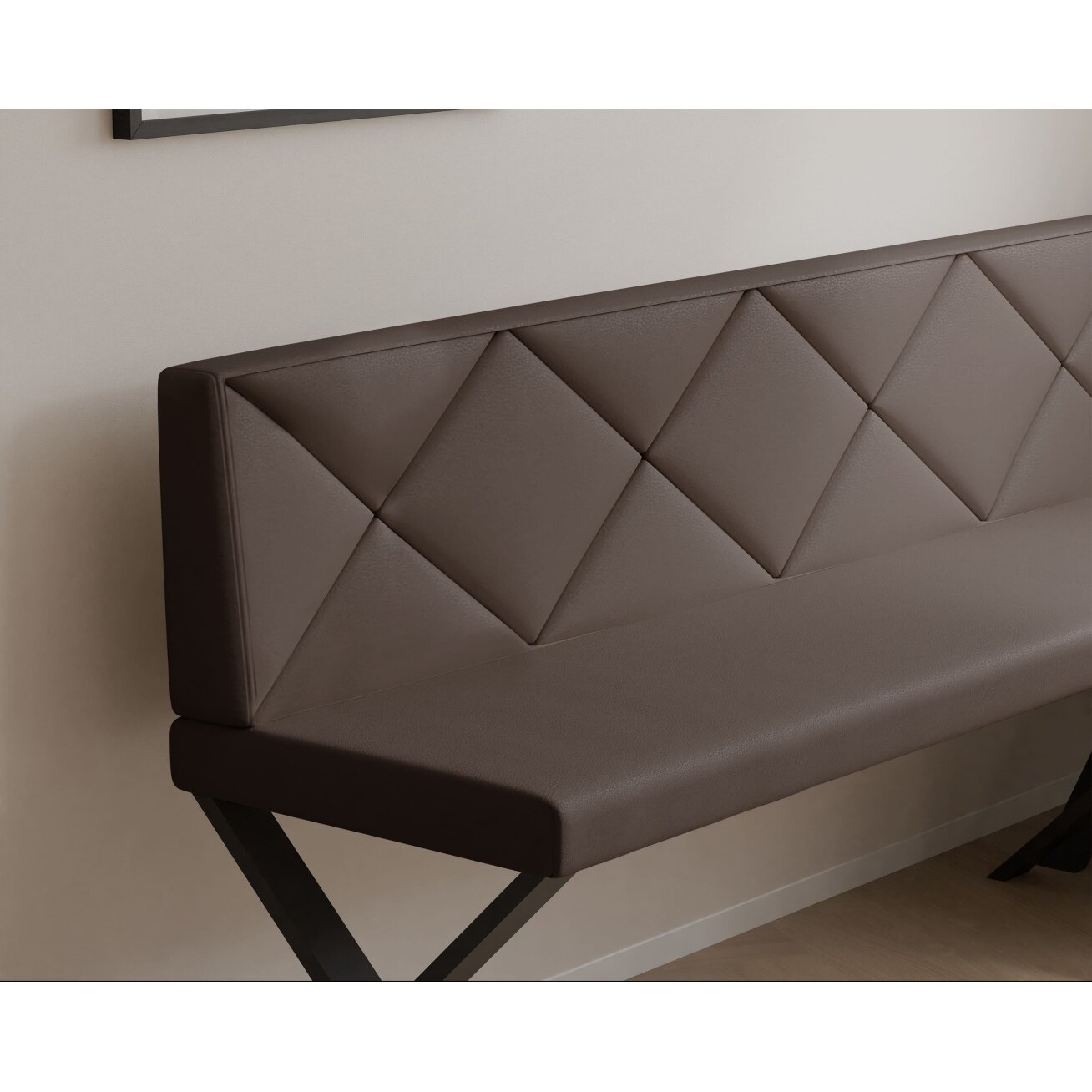 Virtuvinis kampas VERO X Kampo pusė: Kairė, Spalvos: Soft 30 (Ruda), Dydis: 142x196 cm , Apdaila: Dygsniuotas atlošas 3