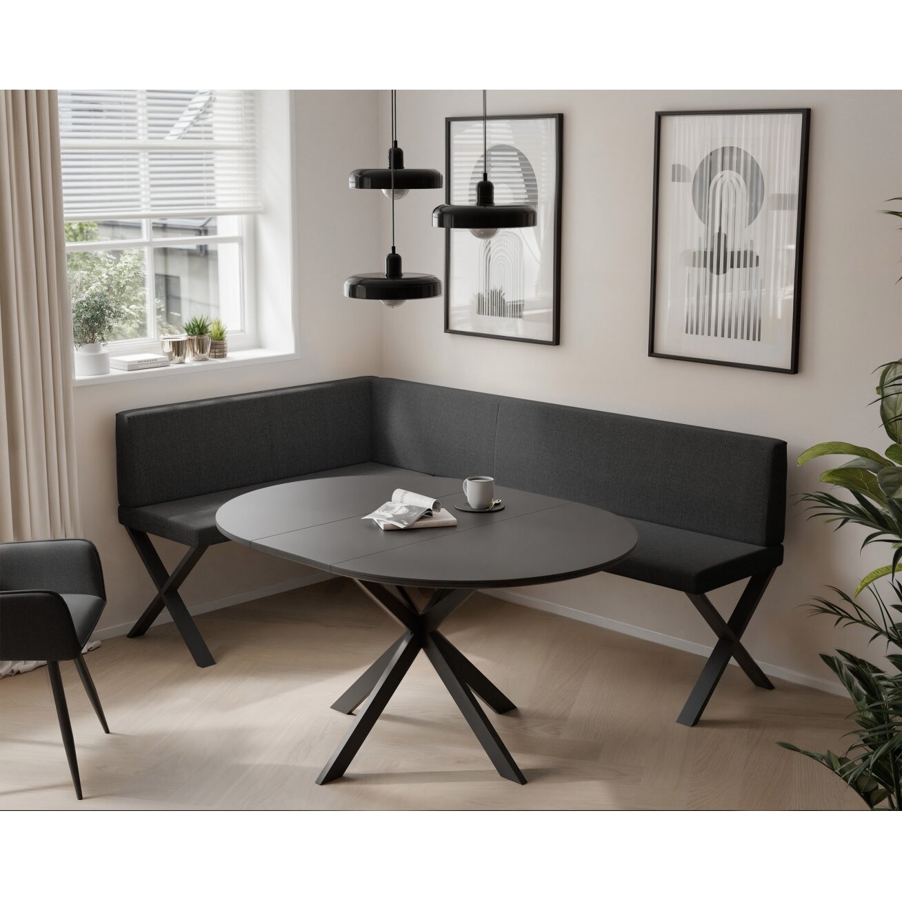 Virtuvinis kampas VERO X Dydis: 128x168 cm , Apdaila: Lygi, Kampo pusė: Kairė, Spalvos: Inari 100 (Juoda) Virtuvinis kampas VERO X Dydis: 128x168 cm , Apdaila: Lygi, Kampo pusė: Kairė, Spalvos: Inari 100 (Juoda)