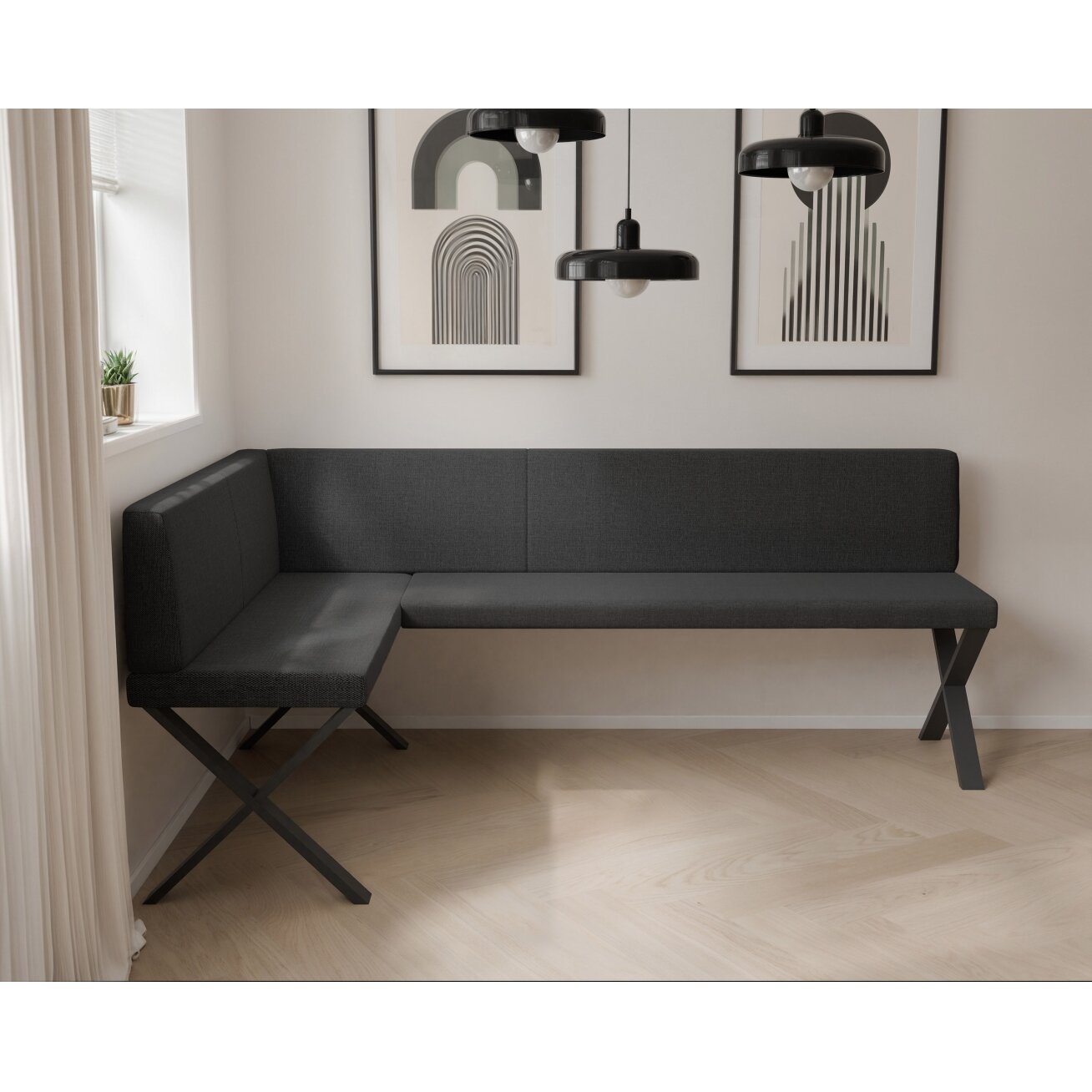 Virtuvinis kampas VERO X Dydis: 128x168 cm , Apdaila: Lygi, Kampo pusė: Kairė, Spalvos: Inari 100 (Juoda) 2 Virtuvinis kampas VERO X Dydis: 128x168 cm , Apdaila: Lygi, Kampo pusė: Kairė, Spalvos: Inari 100 (Juoda) 2