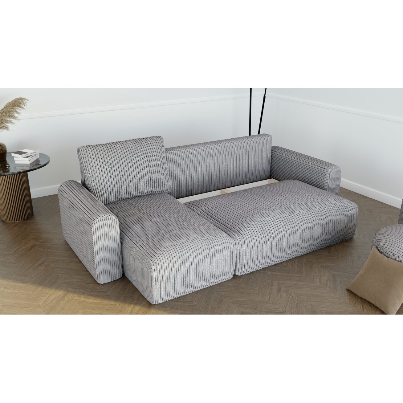 Minkštas kampinis sofa JOBO su miego funkcija ir patalynės dėže Spalvos: Poso 110 (Šviesiai pilka) 2 Minkštas kampinis sofa JOBO su miego funkcija ir patalynės dėže Spalvos: Poso 110 (Šviesiai pilka) 2