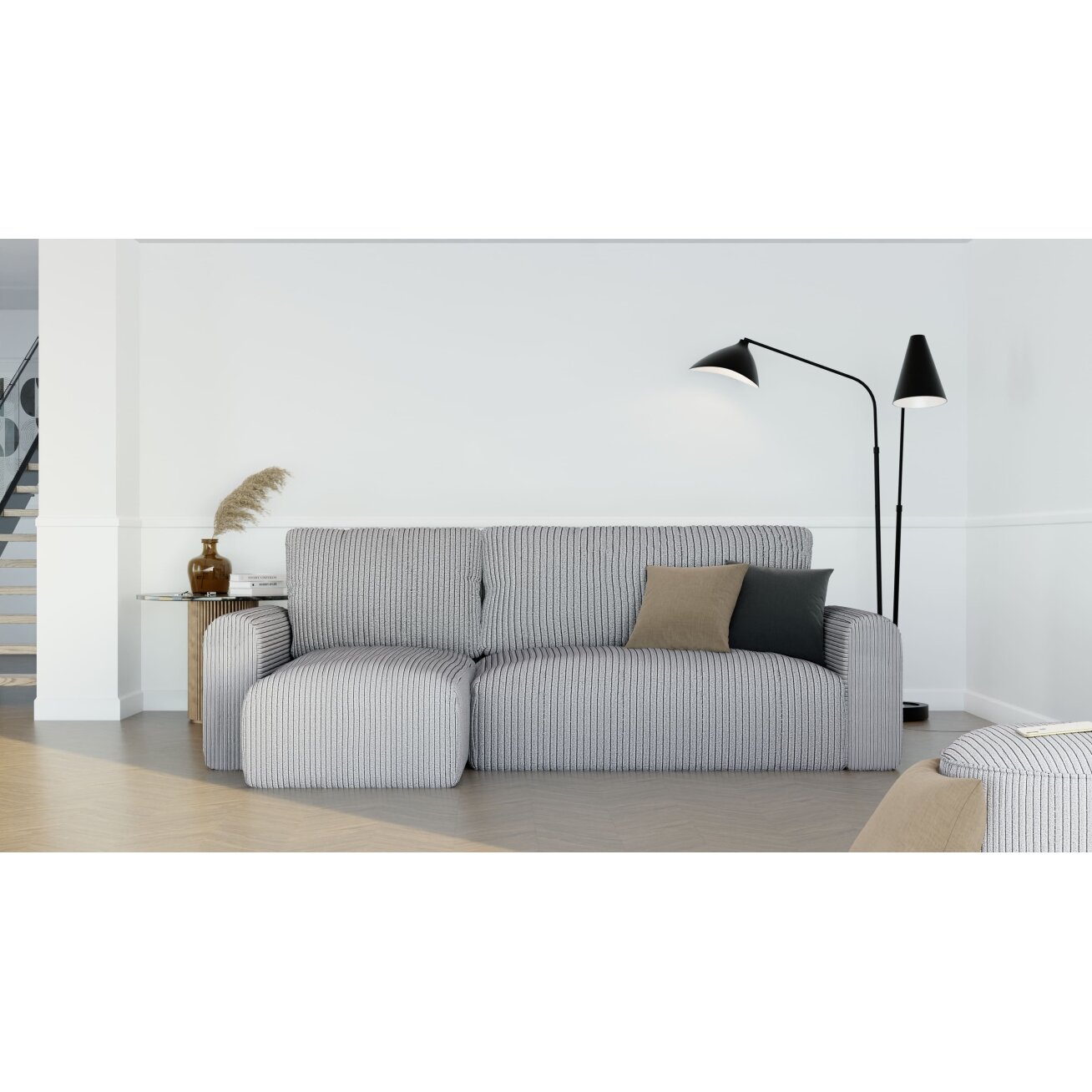 Minkštas kampinis sofa JOBO su miego funkcija ir patalynės dėže Spalvos: Poso 110 (Šviesiai pilka) 3 Minkštas kampinis sofa JOBO su miego funkcija ir patalynės dėže Spalvos: Poso 110 (Šviesiai pilka) 3