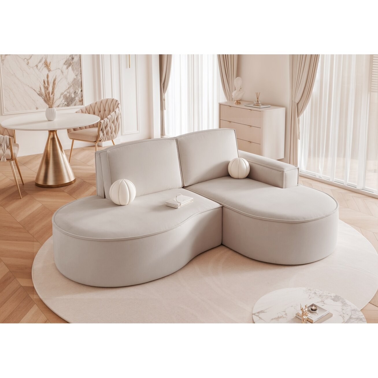 Minkštas kampas SOFIA L, laisvai pastatomas, su užapvalintais šonais Kampo pusė: dešinė, Spalvos: Riviera 21 (Kreminė) Minkštas kampas SOFIA L, laisvai pastatomas, su užapvalintais šonais Kampo pusė: dešinė, Spalvos: Riviera 21 (Kreminė)