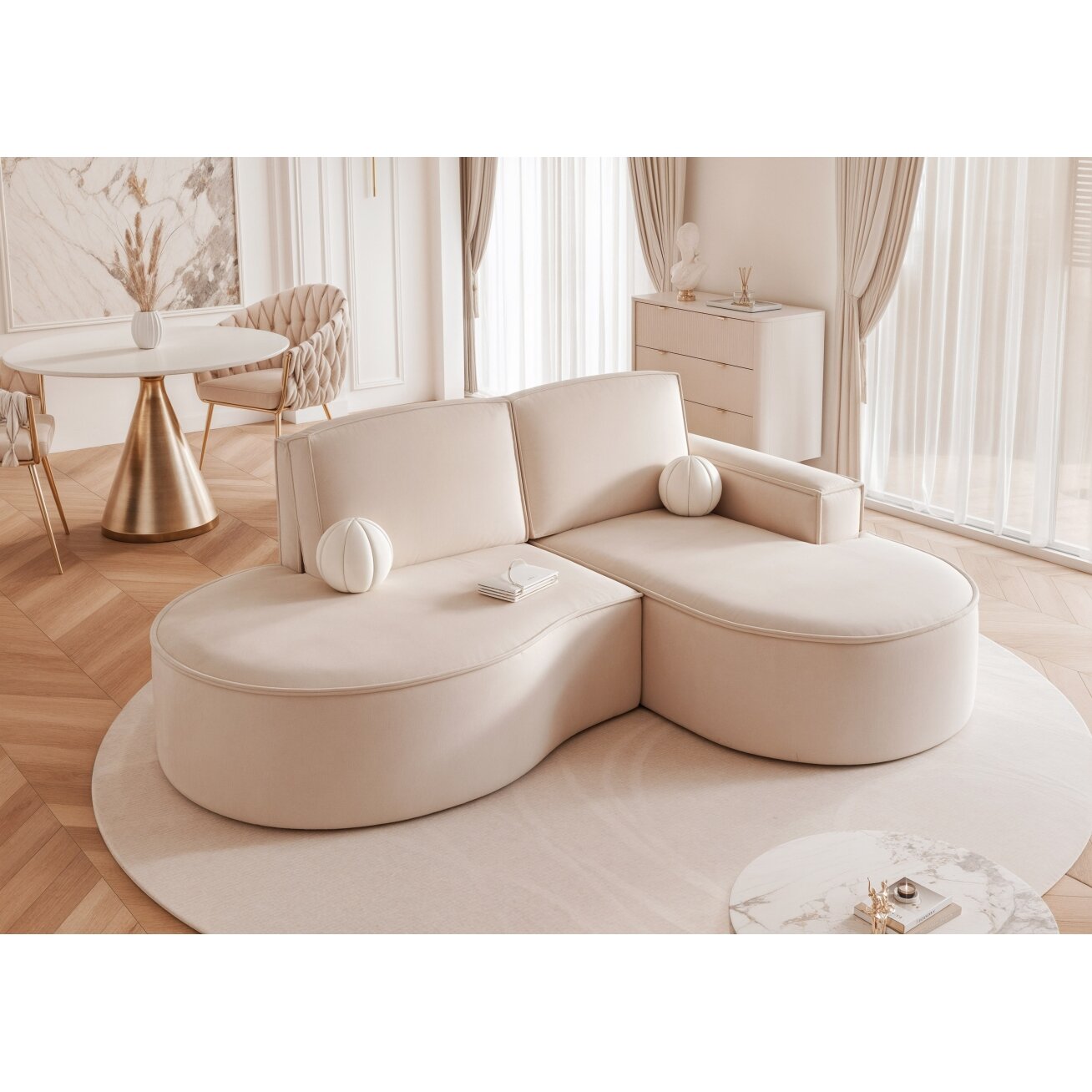 Minkštas kampas SOFIA L laisvai pastatomas su apvalintais šonais Kampo pusė: dešinė, Spalvos: Riviera 16 (pilkai smėlinė) Minkštas kampas SOFIA L laisvai pastatomas su apvalintais šonais Kampo pusė: dešinė, Spalvos: Riviera 16 (pilkai smėlinė)