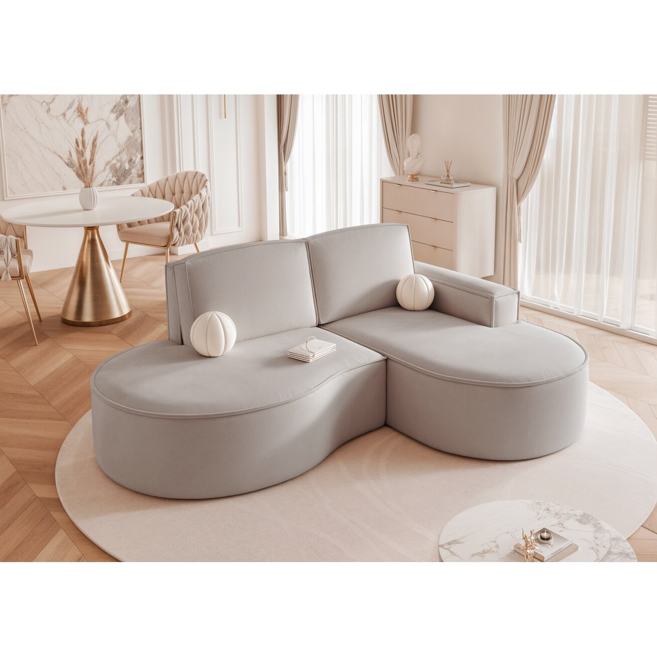 Minkštas kampas SOFIA L, laisvai pastatomas, su apvalintais šonais Kampo pusė: dešinė, Spalvos: Riviera 91 (šviesiai pilka) Minkštas kampas SOFIA L, laisvai pastatomas, su apvalintais šonais Kampo pusė: dešinė, Spalvos: Riviera 91 (šviesiai pilka)