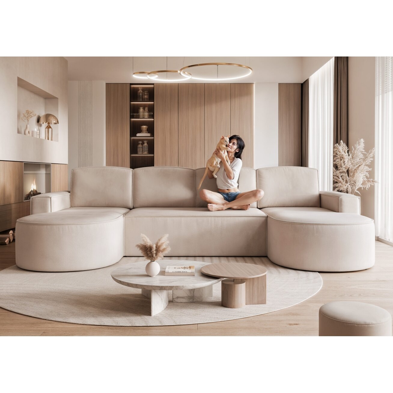 Minkštas kampas SOFIA U su miego funkcija ir patalynės dėže Spalvos: Riviera 21 (Kreminė) 5 Minkštas kampas SOFIA U su miego funkcija ir patalynės dėže Spalvos: Riviera 21 (Kreminė) 5