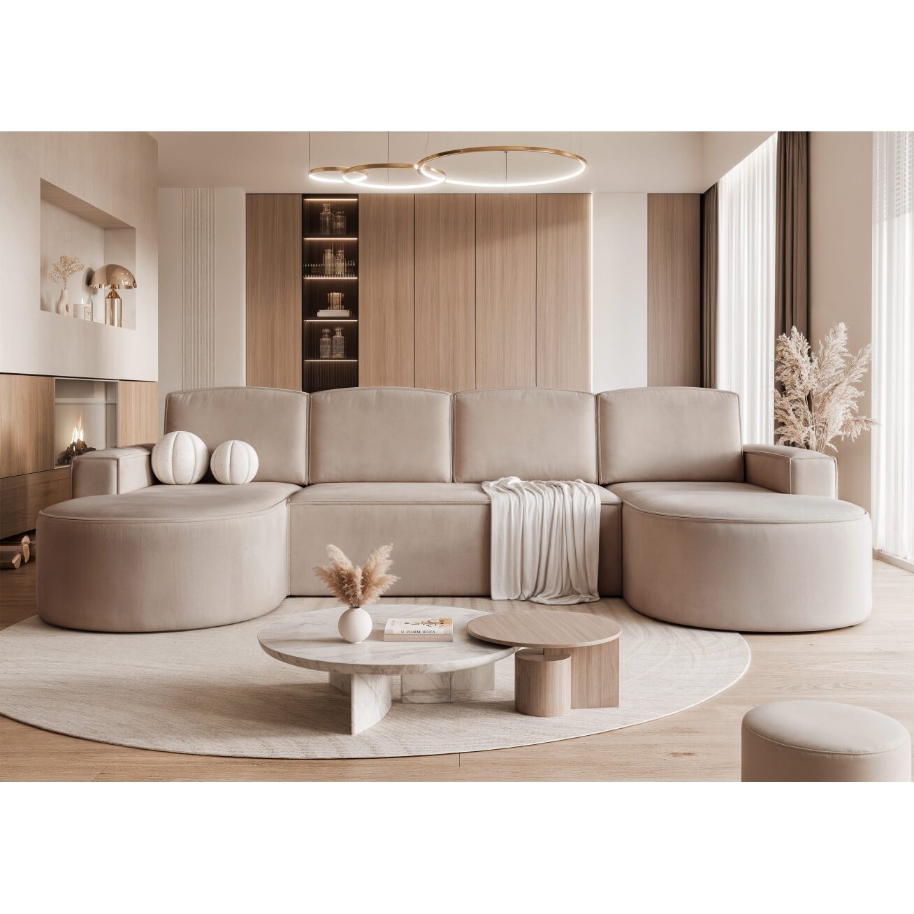 Minkštas kampas SOFIA U su miego funkcija ir patalynės dėže Spalvos: Riviera 16 (pilkai smėlinė) 3