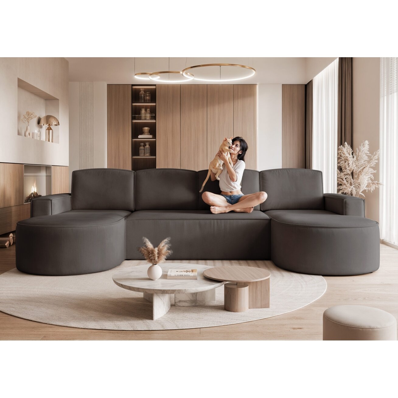 Minkštas kampas SOFIA U su miego funkcija ir patalynės dėže Spalvos: Riviera 95 (Tamsiai pilka) 5 Minkštas kampas SOFIA U su miego funkcija ir patalynės dėže Spalvos: Riviera 95 (Tamsiai pilka) 5