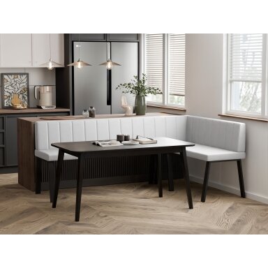 Virtuvinis kampas MONO Y Kampo pusė: dešinė, Spalvos: Soft 17 (balta), Dydis: 142x196 cm , Apdaila: dygsniuota nugarėlė