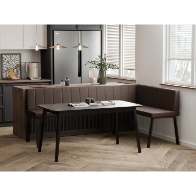 Virtuvinis kampas MONO Y Dydis: 128x168 cm, kampo pusė: dešinė, spalvos: Soft 30 (ruda), apdaila: dygsniuotas atlošas