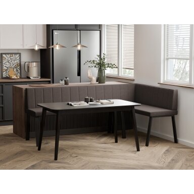 Virtuvinis kampas MONO Y Kampo pusė: Dešinė, Dydis: 142x196 cm , Spalvos: Inari 28 (Ruda), Apdaila: Dygsniuota nugarėlė
