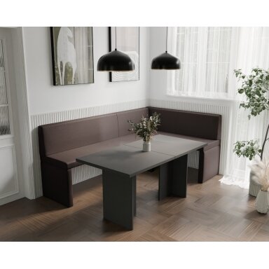 Virtuvinis kampas OWEN Kampo pusė: dešinė, Spalvos: Soft 30 (Ruda), Dydis: 142x196 cm