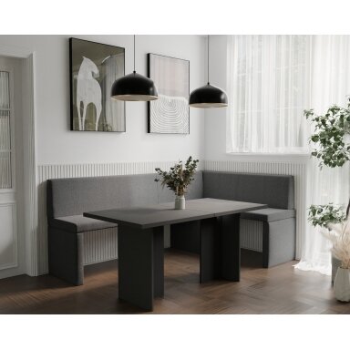 Virtuvinis kampas OWEN Dydis: 128x168 cm , Kampo pusė: dešinė, Spalva: Inari 96 (tamsiai pilka)