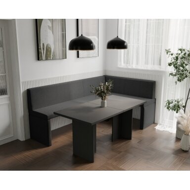 Virtuvinis kampas OWEN Dydis: 128x168 cm, kampo pusė: dešinė, spalvos: Inari 100 (Juoda)