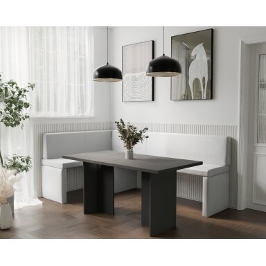 Virtuvinis kampas OWEN Kampo pusė: Kairė, Spalvos: Soft 17 (Balta), Dydis: 142x196 cm