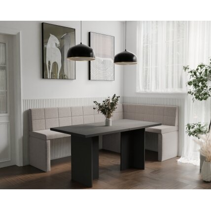 Virtuvinis kampas MELVIN Kampo pusė: dešinė, Spalva: Inari 22 (šviesi smėlio), Dydis: 142x196 cm  2
