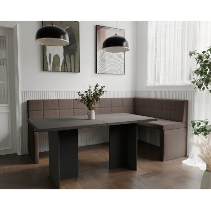Virtuvinis kampas MELVIN Kampo pusė: dešinė, Dydis: 142x196 cm , Spalvos: Inari 28 (Ruda) 1