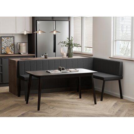 Virtuvinis kampas MONO Y Dydis: 128x168 cm , Kampo pusė: Dešinė, Spalvos: Inari 100 (Juoda), Apdaila: Dygsniuotas atlošas 1