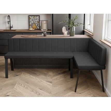 Virtuvinis kampas MONO Y Kampo pusė: dešinė, Spalvos: Inari 100 (juoda), Dydis: 142x196 cm , Apdaila: dygsniuotas atlošas 3 Virtuvinis kampas MONO Y Kampo pusė: dešinė, Spalvos: Inari 100 (juoda), Dydis: 142x196 cm , Apdaila: dygsniuotas atlošas 3
