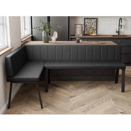 Virtuvinis kampas MONO Y Kampo pusė: Kairė, Spalvos: Soft 11 (Juoda), Dydis: 142x196 cm , Apdaila: Dygsniuotas atlošas 3