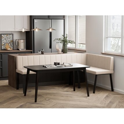 Virtuvinis kampas MONO Y Kampo pusė: dešinė, Dydis: 142x196 cm , Spalvos: Soft 18 smėlio , Apdaila: dygsniuota atrama 1