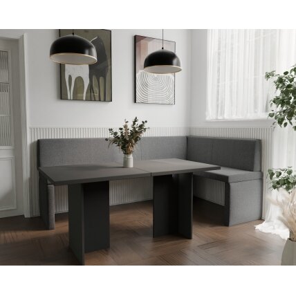 Virtuvinis kampas OWEN Kampo pusė: Dešinė, Dydis: 142x196 cm , Spalvos: Inari 96 (Tamsiai pilka)
