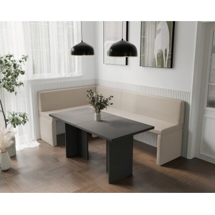 Virtuvinis kampas OWEN Kampo pusė: kairė, Dydis: 142x196 cm , Spalvos: Soft 18 smėlio