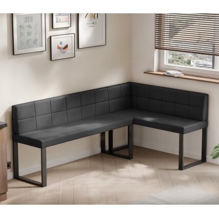 Virtuvinis kampas SANA U Kampo pusė: dešinė, Spalvos: Soft 11 (juoda), Dydis: 142x196 cm , Apdaila: dygsniuotas atlošas 2