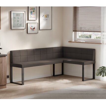 Virtuvinis kampas SANA U Dydis: 128x168 cm , Kampo pusė: Dešinė, Spalvos: Soft 30 (Ruda), Apdaila: Dygsniuotas atlošas 1
