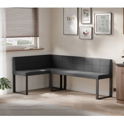 Virtuvinis kampas SANA U Kampo pusė: Kairė, Spalva: Inari 100 (Juoda), Dydis: 142x196 cm , Apdaila: Dygsniuota atlošo dalis 1