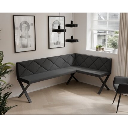 Virtuvinis kampas VERO X Dydis: 128x168 cm , Kampo pusė: Dešinė, Spalvos: Inari 100 (Juoda), Apdaila: Dygsniuotas atlošas 1 Virtuvinis kampas VERO X Dydis: 128x168 cm , Kampo pusė: Dešinė, Spalvos: Inari 100 (Juoda), Apdaila: Dygsniuotas atlošas 1