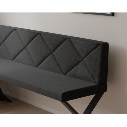 Virtuvinis kampas VERO X Dydis: 128x168 cm , Kampo pusė: Dešinė, Spalvos: Inari 100 (Juoda), Apdaila: Dygsniuotas atlošas 3