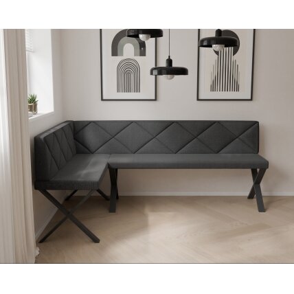 Virtuvinis kampas VERO X Kampo pusė: Kairė, Spalvos: Inari 100 (Juoda), Dydis: 142x196 cm , Apdaila: Dygsniuotas atlošas 2 Virtuvinis kampas VERO X Kampo pusė: Kairė, Spalvos: Inari 100 (Juoda), Dydis: 142x196 cm , Apdaila: Dygsniuotas atlošas 2