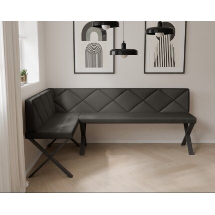 Virtuvinis kampas VERO X Kampo pusė: Kairė, Spalvos: Soft 11 (Juoda), Dydis: 142x196 cm , Apdaila: Dygsniuotas atlošas 2 Virtuvinis kampas VERO X Kampo pusė: Kairė, Spalvos: Soft 11 (Juoda), Dydis: 142x196 cm , Apdaila: Dygsniuotas atlošas 2
