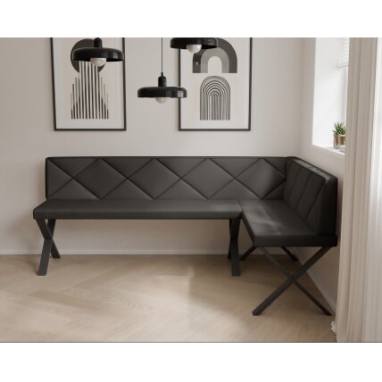 Virtuvinis kampas VERO X Kampo pusė: Dešinė, Spalvos: Soft 11 (Juoda), Dydis: 142x196 cm , Apdaila: Dygsniuota atrama 2 Virtuvinis kampas VERO X Kampo pusė: Dešinė, Spalvos: Soft 11 (Juoda), Dydis: 142x196 cm , Apdaila: Dygsniuota atrama 2