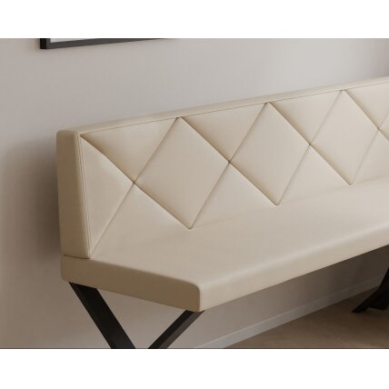 Virtuvinis kampas VERO X Dydis: 128x168 cm, kampo pusė: kairė, spalvos: Soft 18 smėlio, apdaila: dygsniuotas atlošas 3
