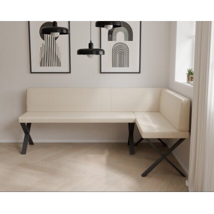 Virtuvinis kampas VERO X Apdaila: Lygi, Kampo pusė: Dešinė, Dydis: 142x196 cm , Spalvos: Soft 18 smėlio  2