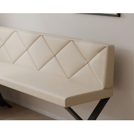 Virtuvinis kampas VERO X Kampo pusė: Dešinė, Dydis: 142x196 cm , Spalvos: Soft 18 smėlio , Apdaila: Dygsniuotas atlošas 3