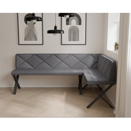 Virtuvinis kampas VERO X Dydis: 128x168 cm, Kampo pusė: Dešinė, Spalvos: Soft 29 (Pilka), Apdaila: Dygsniuotas atlošas 2 Virtuvinis kampas VERO X Dydis: 128x168 cm, Kampo pusė: Dešinė, Spalvos: Soft 29 (Pilka), Apdaila: Dygsniuotas atlošas 2