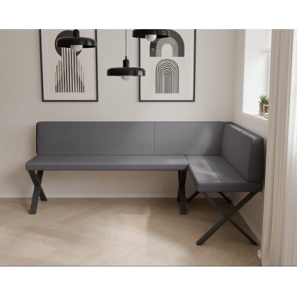 Virtuvinis kampas VERO X Apdaila: Lygus, Kampo pusė: Dešinė, Spalvos: Soft 29 (Pilka), Dydis: 142x196 cm  2