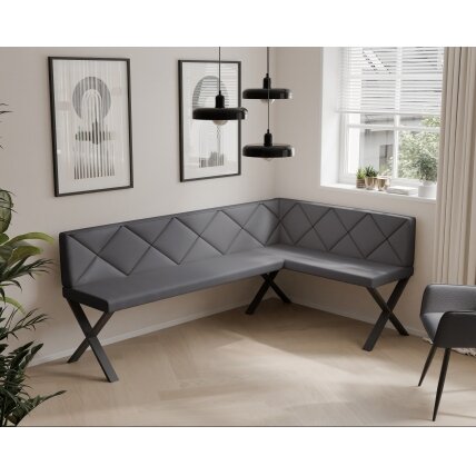Virtuvinis kampas VERO X Kampo pusė: Dešinė, Spalvos: Soft 29 (Pilka), Dydis: 142x196 cm , Apdaila: Dygsniuota atlošo dalis 1 Virtuvinis kampas VERO X Kampo pusė: Dešinė, Spalvos: Soft 29 (Pilka), Dydis: 142x196 cm , Apdaila: Dygsniuota atlošo dalis 1