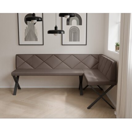 Virtuvinis kampas VERO X Dydis: 128x168 cm , Kampo pusė: dešinė, Spalvos: Soft 30 (ruda), Apdaila: dygsniuotas atlošas 2 Virtuvinis kampas VERO X Dydis: 128x168 cm , Kampo pusė: dešinė, Spalvos: Soft 30 (ruda), Apdaila: dygsniuotas atlošas 2