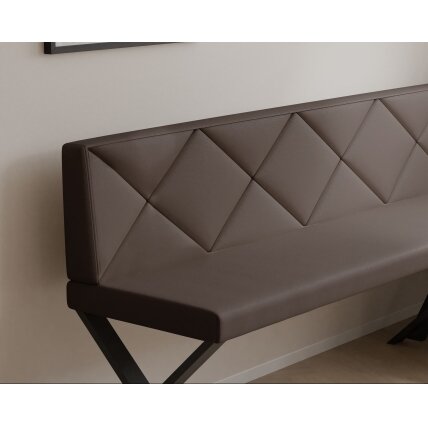 Virtuvinis kampas VERO X Kampo pusė: Kairė, Spalvos: Soft 30 (Ruda), Dydis: 142x196 cm , Apdaila: Dygsniuotas atlošas 3