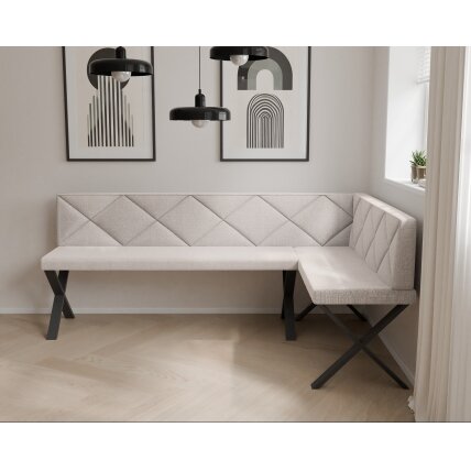 Virtuvinis kampas VERO X Kampo pusė: Dešinė, Spalva: Inari 22 (Šviesiai smėlinė), Dydis: 142x196 cm , Apdaila: Dygsniuotas atlošas 2