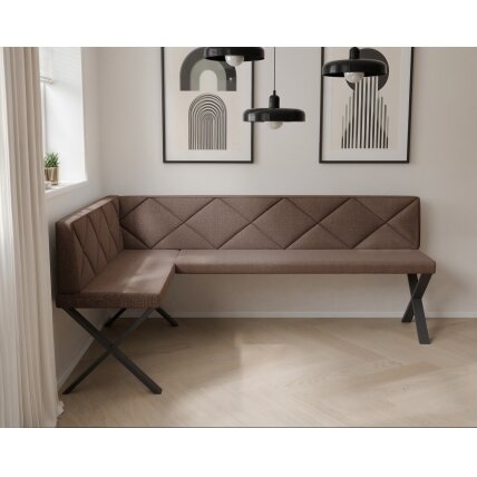 Virtuvinis kampas VERO X Dydis: 128x168 cm, kampo pusė: kairė, spalvos: Inari 28 (ruda), apdaila: dygsniuotas atlošas 2