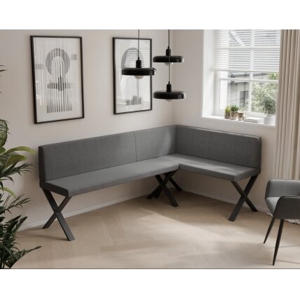 Virtuvinis kampas VERO X Apdaila: Lygus, Kampo pusė: Dešinė, Dydis: 142x196 cm , Spalvos: Inari 96 (Tamsiai pilka) 1