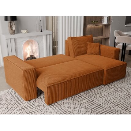 Minkštas kampas PARIS su miego funkcija ir patalynės dėže Spalvos: Poso 40 (Oranžinė) 3