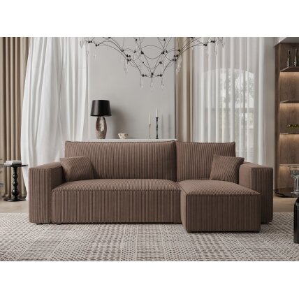 Minkštas kampinis sofa PARIS su miego funkcija ir patalynės dėže Spalvos: Poso 06 (Ruda) 3